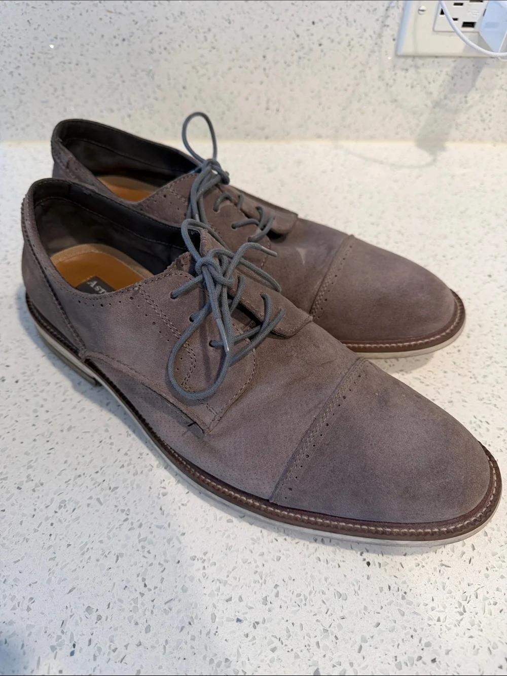 Aldo Men's Grey Lace-Up Derbys – Textured & Suede Pair
